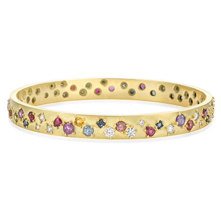 Custom Bangle with Diamonds, Rubies, and Sapphires
