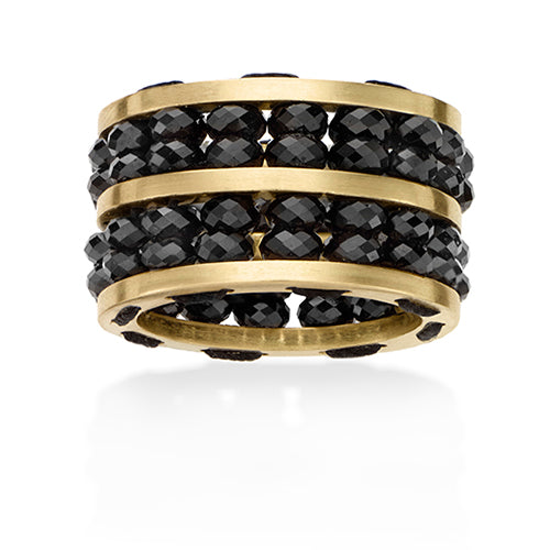 Gold and Black Spinel Ring